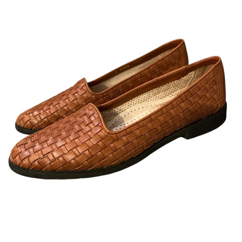 Cole Haan Cognac Woven Leather Slip-On Loafers